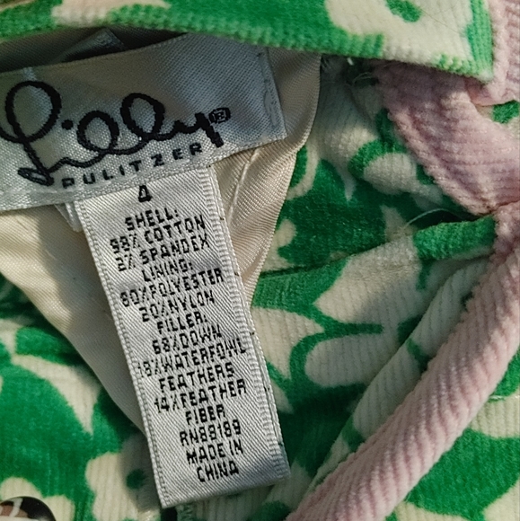 Lilly Pulitzer floral Reversible Down Puffer Vest Sz.4 - Picture 6 of 6